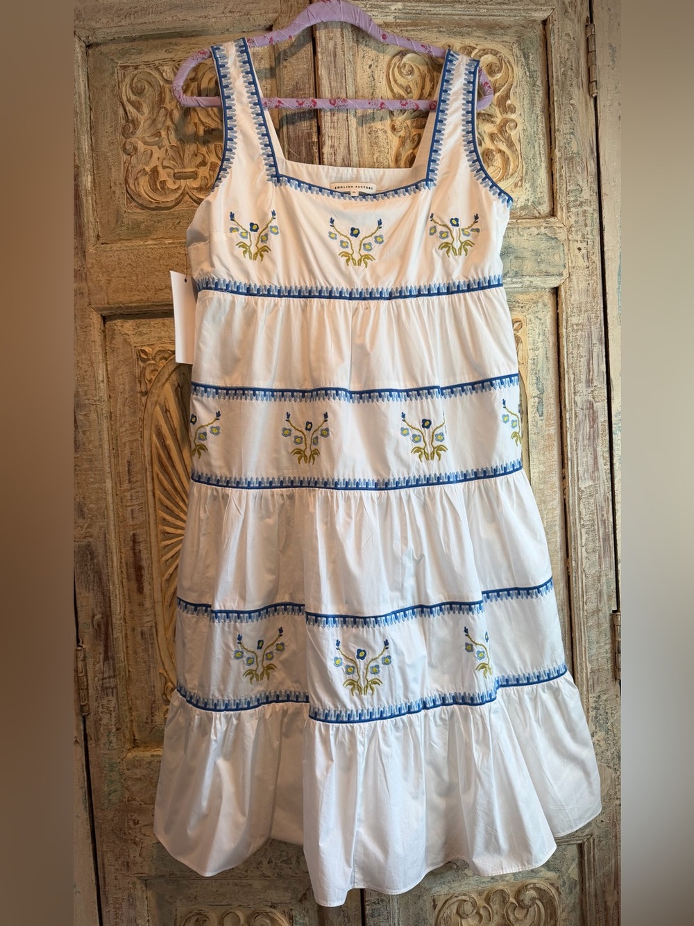 NWT English Factory Lined Embroidered Floral Dress /XL/
